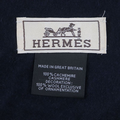 Hermes Highlands 100% Cashmere Horse Motif Logo Embroidery Fringe Checked