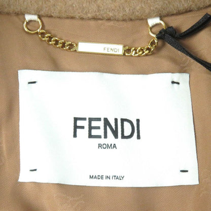 Fendi 2021 Fj7221 100% Camel FF Calligraphy Lined Pea Coat Light Brown 38 Made