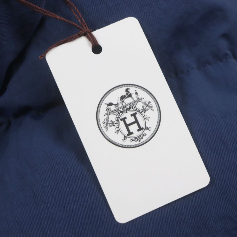  Hermes 23AW Serie Button Hooded Double Zip Up Down Jacket Navy 46 Made In