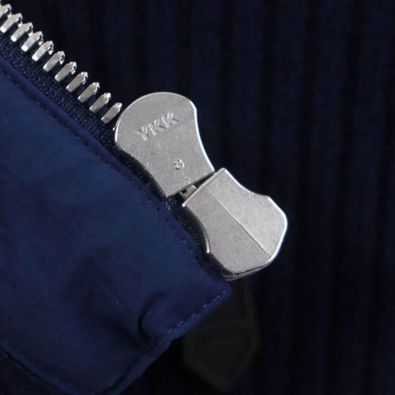  Hermes 23AW Serie Button Hooded Double Zip Up Down Jacket Navy 46 Made In