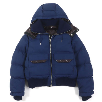  Hermes 23AW Serie Button Hooded Double Zip Up Down Jacket Navy 46 Made In