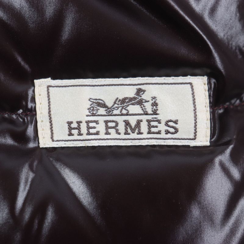  Hermes 23AW Serie Button Hooded Double Zip Up Down Jacket Navy 46 Made In