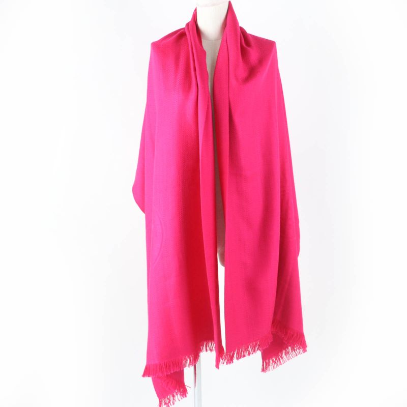 Hermes Cashmere Silk Emblem Large Shawl Scarf Pink With Box Made In France