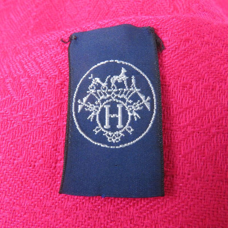 Hermes Cashmere Silk Emblem Large Shawl Scarf Pink With Box Made In France
