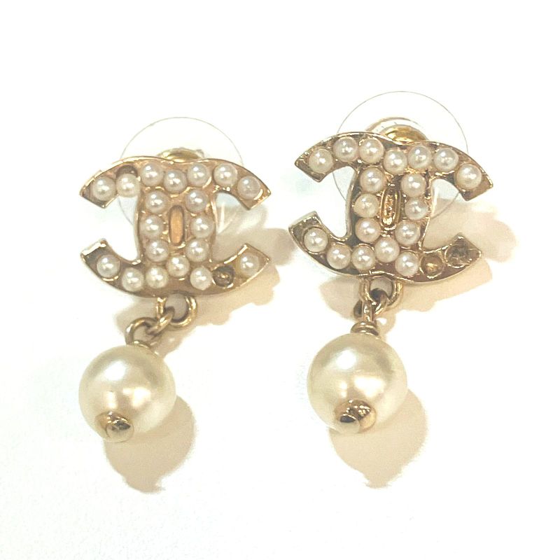 Chanel COCO Mark Rhinestone Pearl Earrings : Y3191