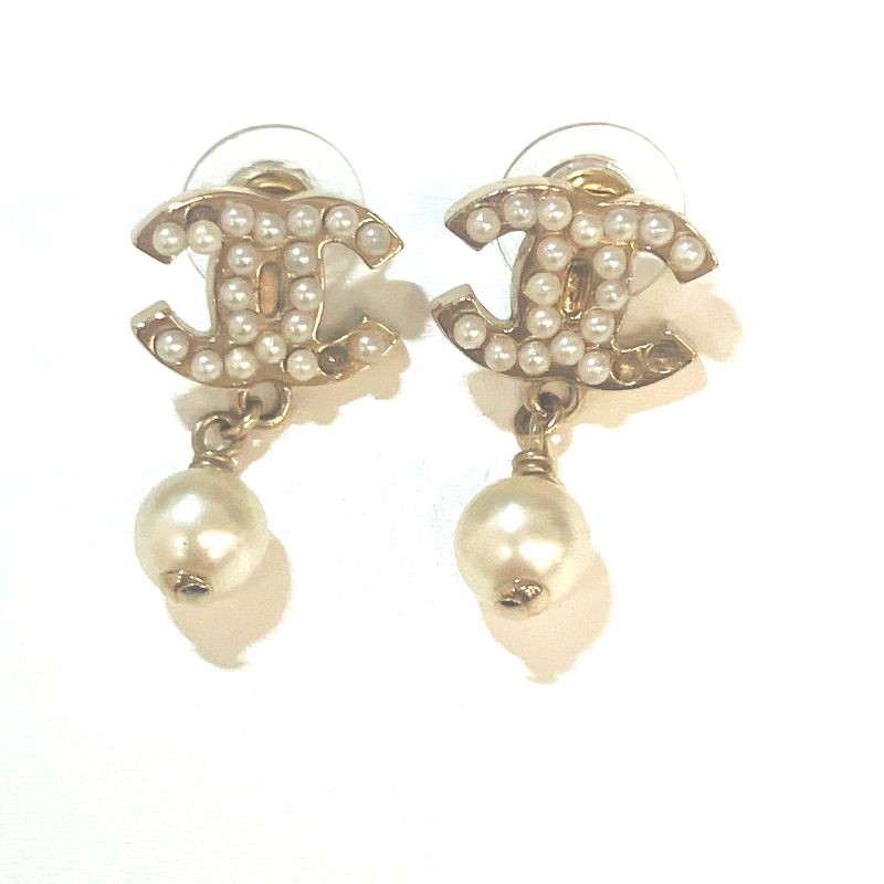 Chanel COCO Mark Rhinestone Pearl Earrings : Y3191