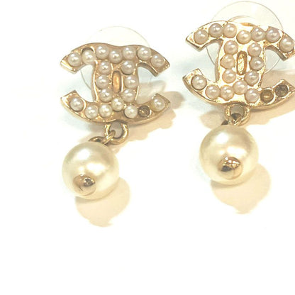 Chanel COCO Mark Rhinestone Pearl Earrings : Y3191