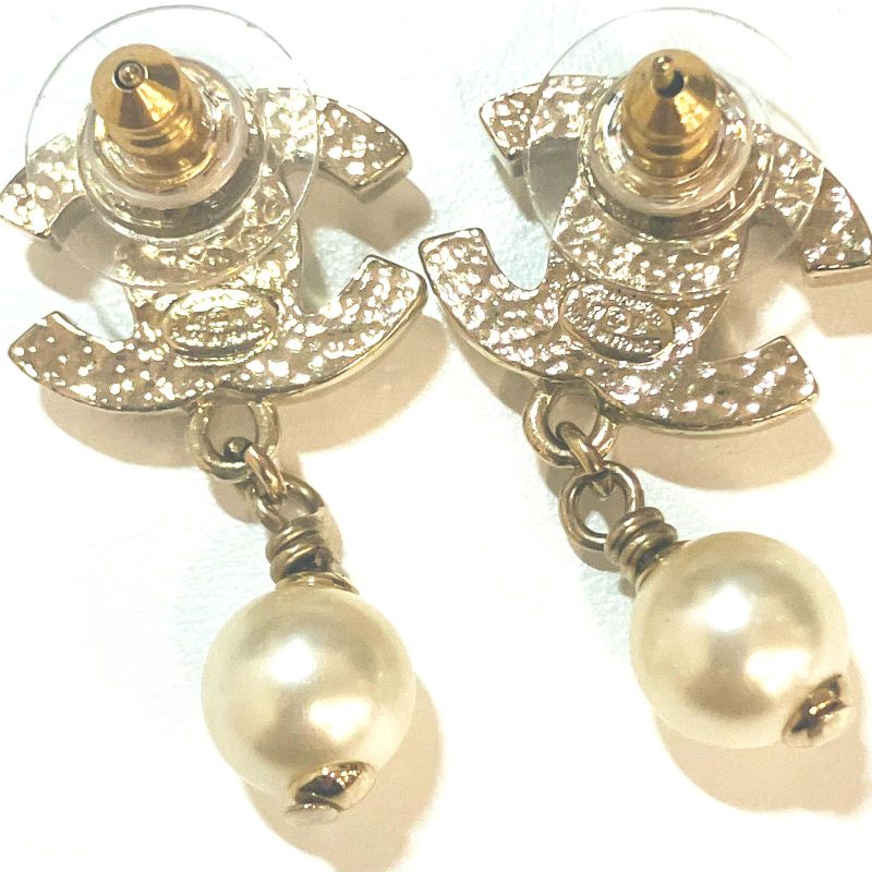 Chanel COCO Mark Rhinestone Pearl Earrings : Y3191
