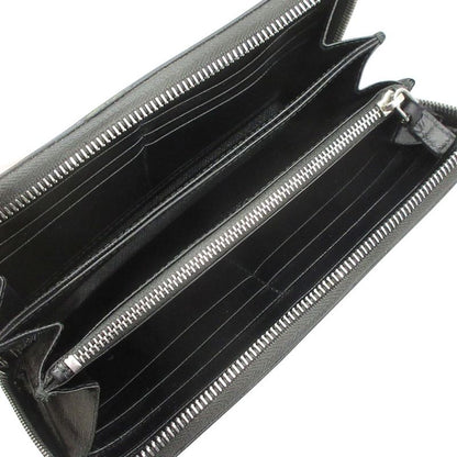 Prada Long Wallet Round Zipper Saffiano Leather Long Wallet Logo Black Mens Used