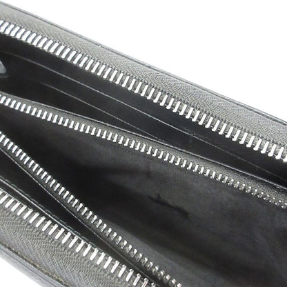 Prada Long Wallet Round Zipper Saffiano Leather Long Wallet Logo Black Mens Used