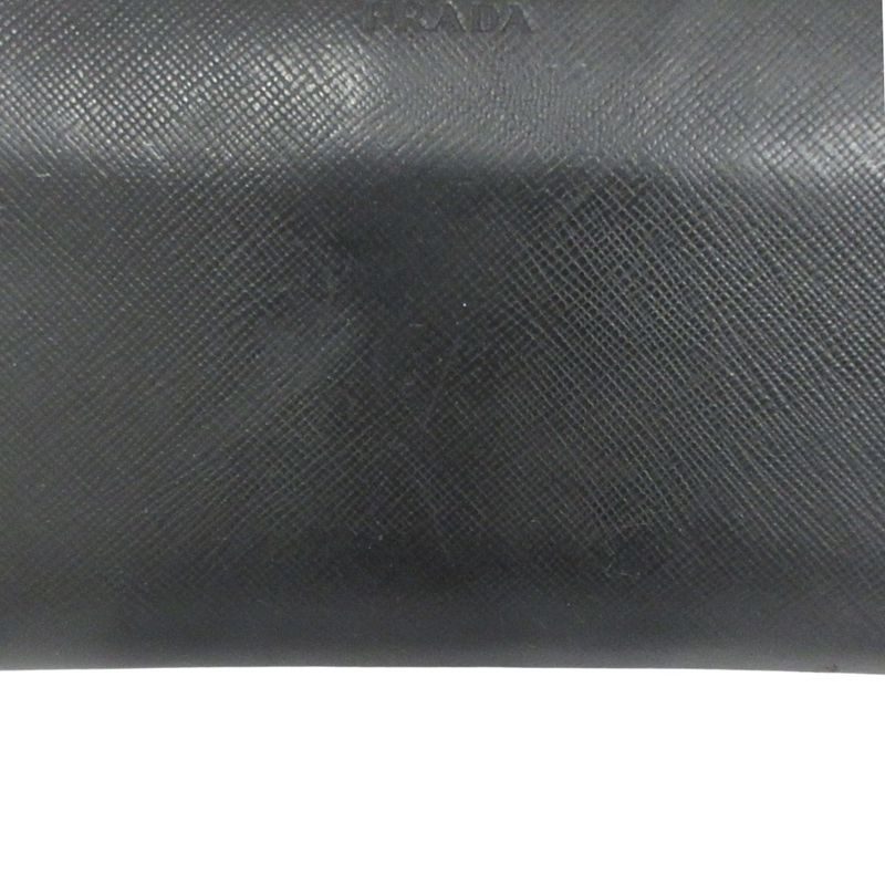 Prada Long Wallet Round Zipper Saffiano Leather Long Wallet Logo Black Mens Used
