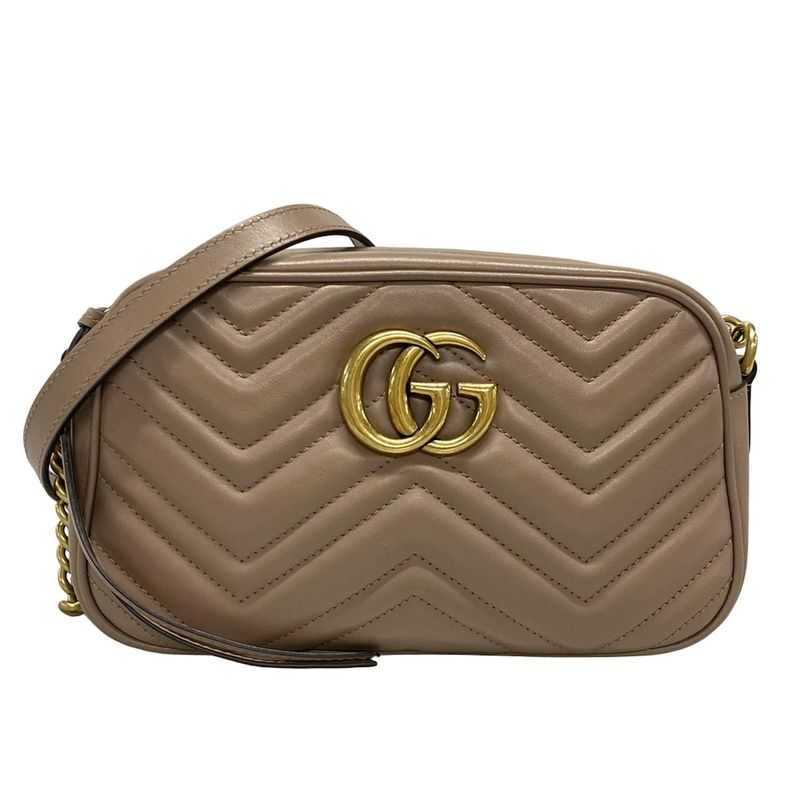 Gucci Shoulder Bag GG Marmont 447632 Brown Chain Shoulder Leather