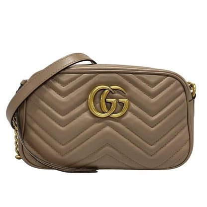 Gucci Shoulder Bag GG Marmont 447632 Brown Chain Shoulder Leather