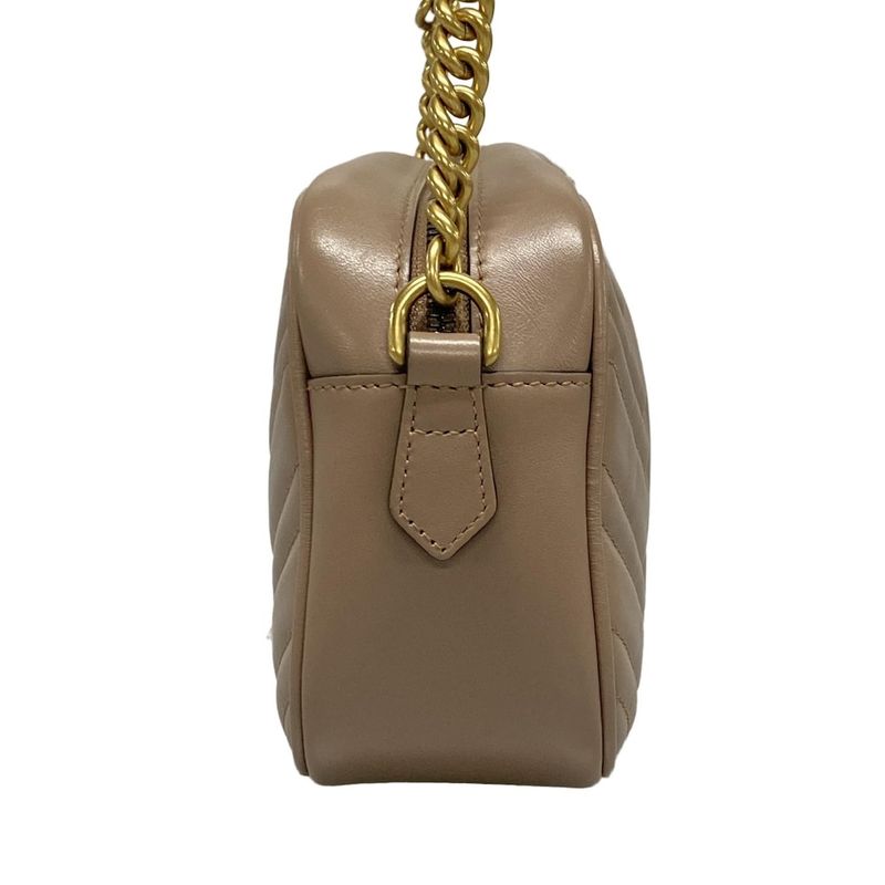 Gucci Shoulder Bag GG Marmont 447632 Brown Chain Shoulder Leather