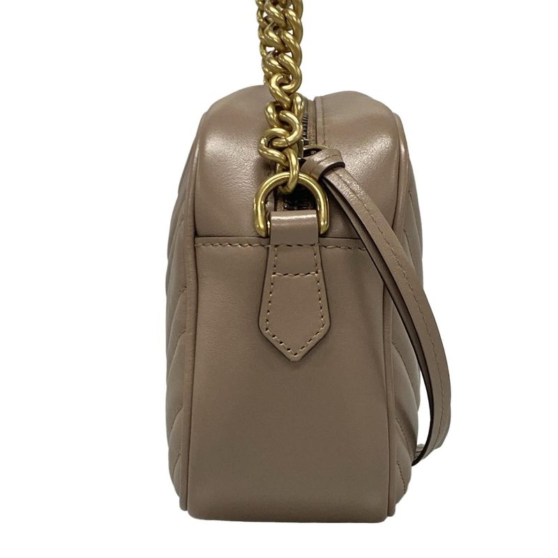 Gucci Shoulder Bag GG Marmont 447632 Brown Chain Shoulder Leather