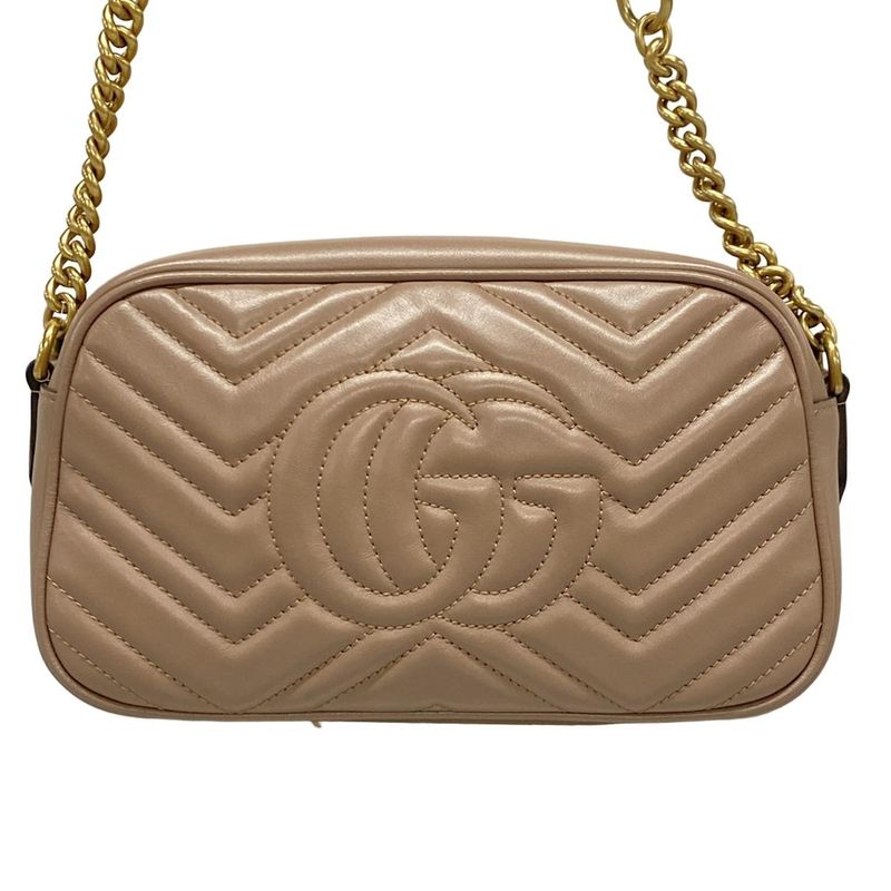 Gucci Shoulder Bag GG Marmont 447632 Brown Chain Shoulder Leather