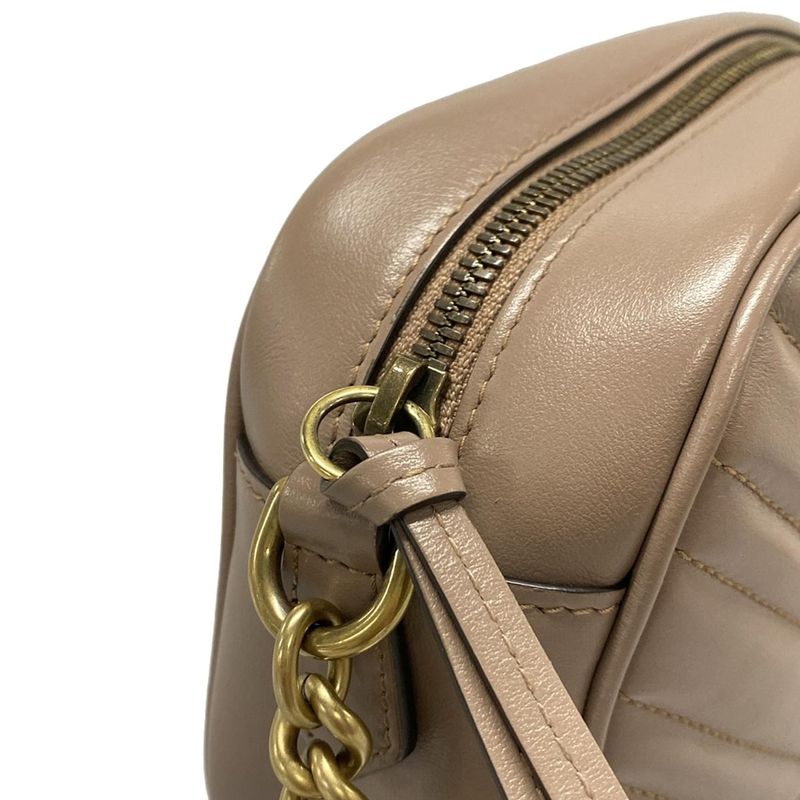 Gucci Shoulder Bag GG Marmont 447632 Brown Chain Shoulder Leather