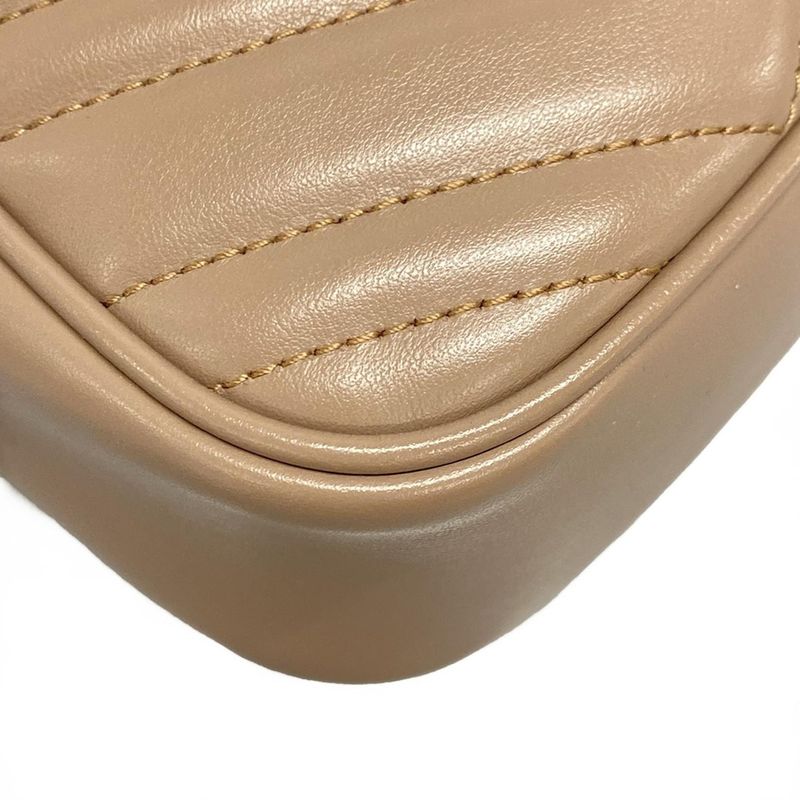 Gucci Shoulder Bag GG Marmont 447632 Brown Chain Shoulder Leather