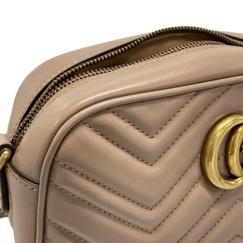 Gucci Shoulder Bag GG Marmont 447632 Brown Chain Shoulder Leather