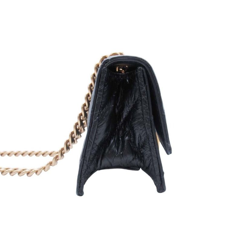 24ss Balenciaga Chain Shoulder Mini Bag Pochette Crushed Calf B Logo Black