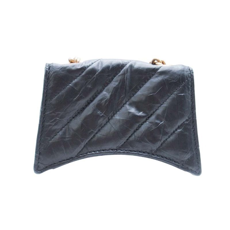 24ss Balenciaga Chain Shoulder Mini Bag Pochette Crushed Calf B Logo Black