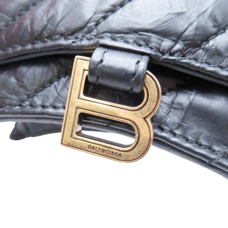 24ss Balenciaga Chain Shoulder Mini Bag Pochette Crushed Calf B Logo Black