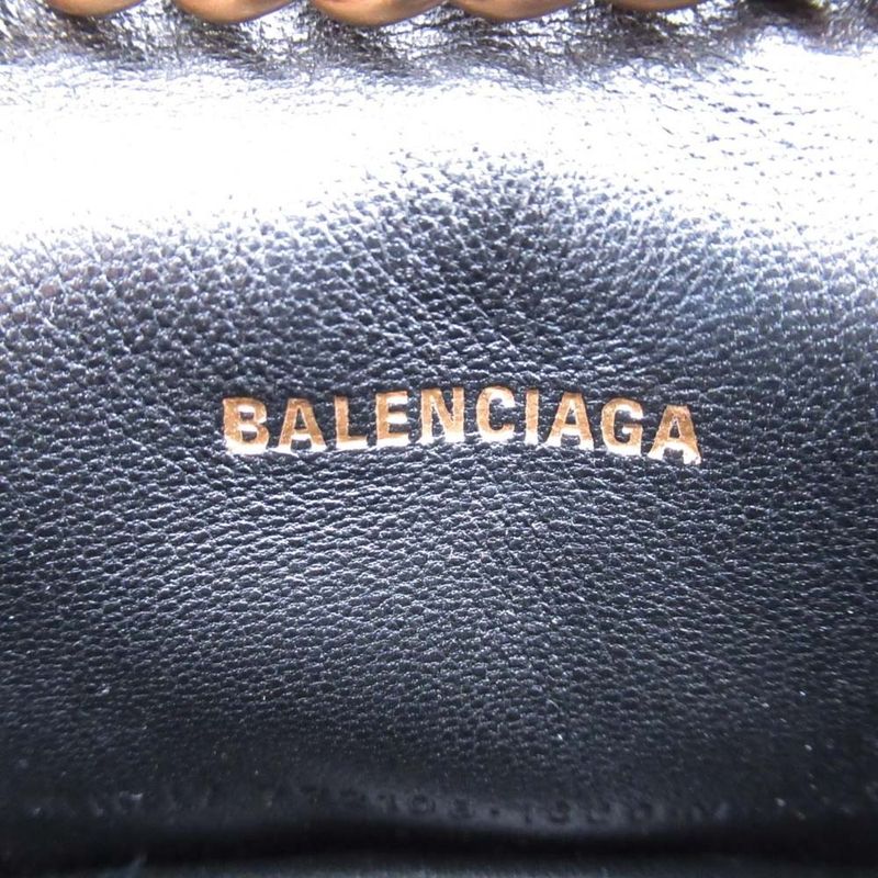 24ss Balenciaga Chain Shoulder Mini Bag Pochette Crushed Calf B Logo Black