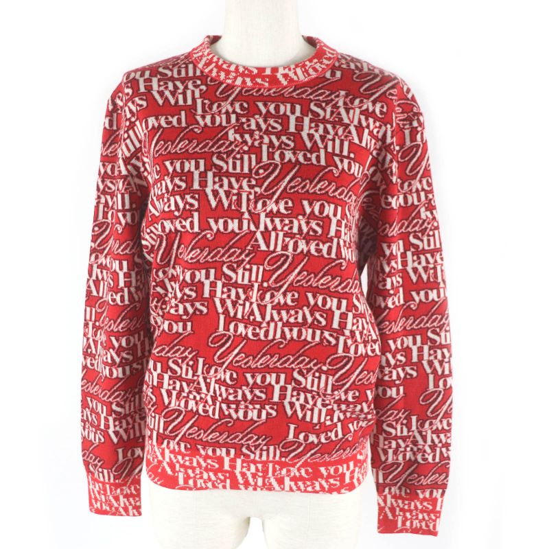 Balenciaga 570818 Wool I Will Always Love You Allover Long-sleeve Knit Sweater