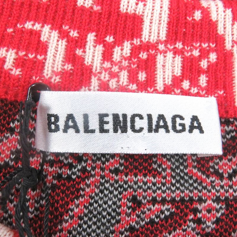 Balenciaga 570818 Wool I Will Always Love You Allover Long-sleeve Knit Sweater