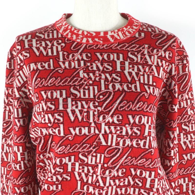 Balenciaga 570818 Wool I Will Always Love You Allover Long-sleeve Knit Sweater