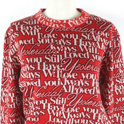 Balenciaga 570818 Wool I Will Always Love You Allover Long-sleeve Knit Sweater