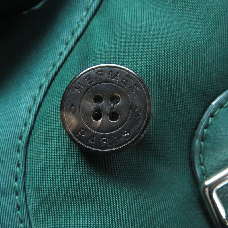 Hermes Long Length Mouton Coat With Serie Buttons Switch Design Green 34