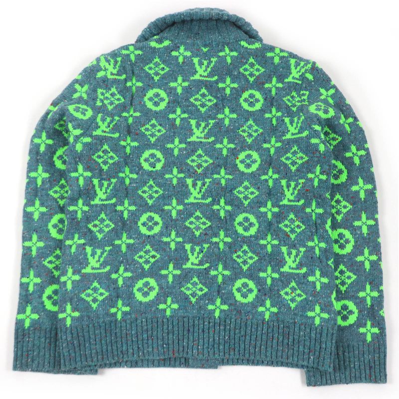 Louis Vuitton 22SS Wool Amen Break Monogram Signature Knit Cardigan Blue L With