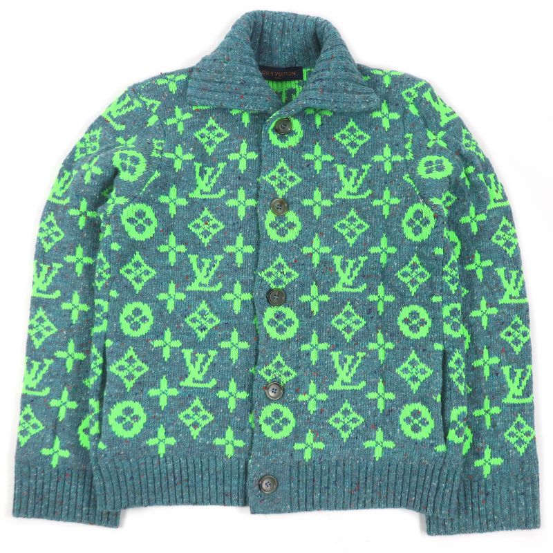 Louis Vuitton 22SS Wool Amen Break Monogram Signature Knit Cardigan Blue L With