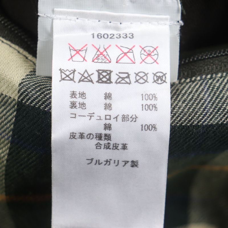 barbour 100% Cotton Corduroy Lined Checked Oiled Coat Khaki 36 Made In