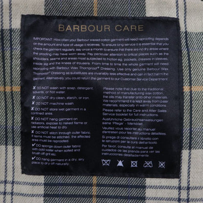 barbour 100% Cotton Corduroy Lined Checked Oiled Coat Khaki 36 Made In