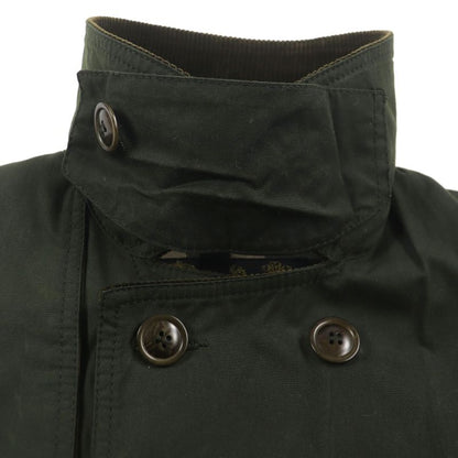 barbour 100% Cotton Corduroy Lined Checked Oiled Coat Khaki 36 Made In