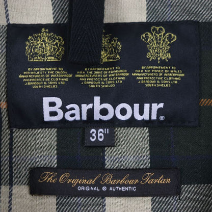 barbour 100% Cotton Corduroy Lined Checked Oiled Coat Khaki 36 Made In