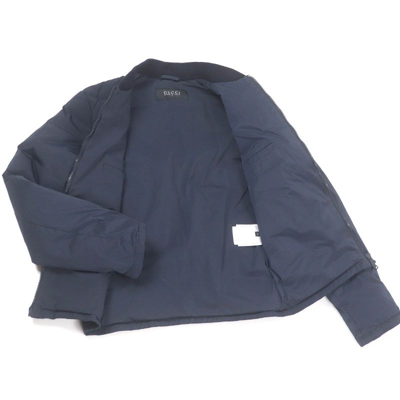 Gucci 322555 Webline Sherry Line WZIP Blouson Jacket Down Jacket Navy 44 Made