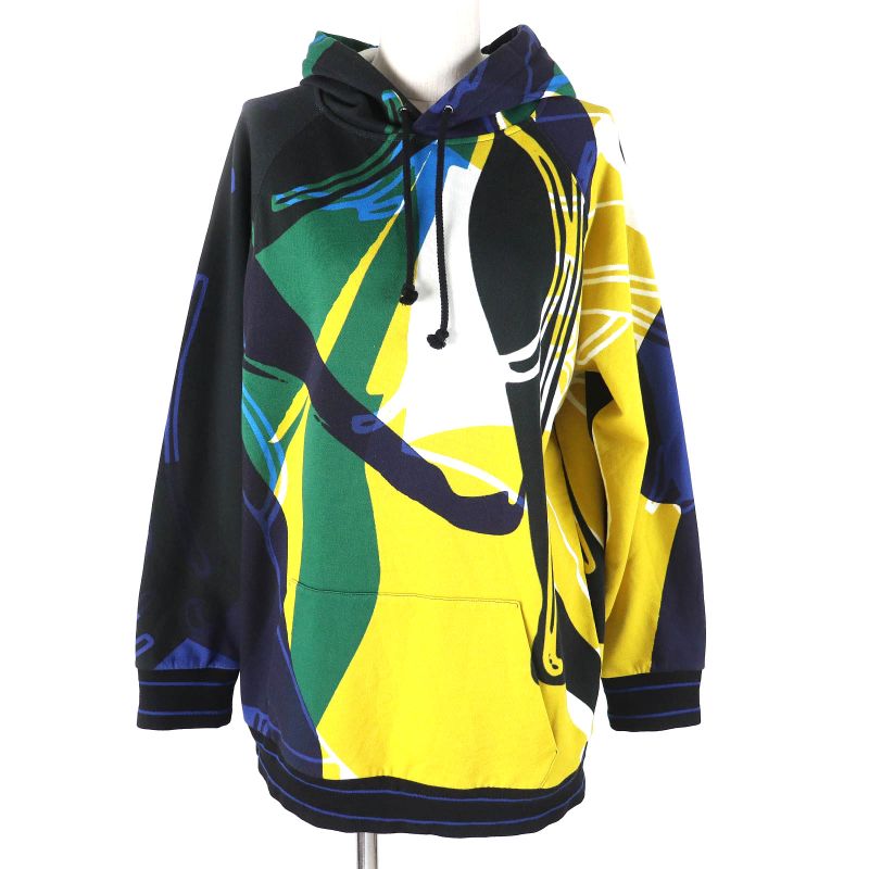 Christian DIOR 213s04a4069 Abstract Colorblock Hoodie 100% Cotton Hem Logo