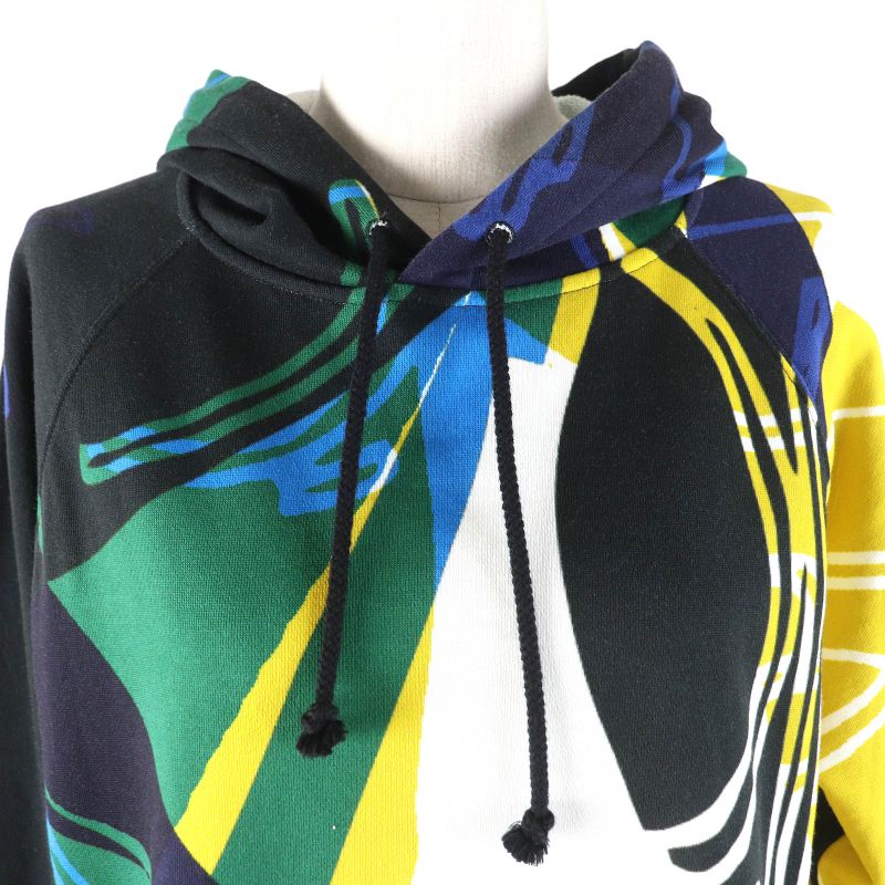 Christian DIOR 213s04a4069 Abstract Colorblock Hoodie 100% Cotton Hem Logo