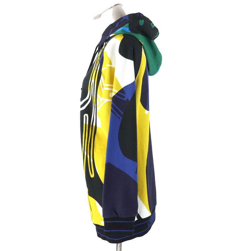 Christian DIOR 213s04a4069 Abstract Colorblock Hoodie 100% Cotton Hem Logo