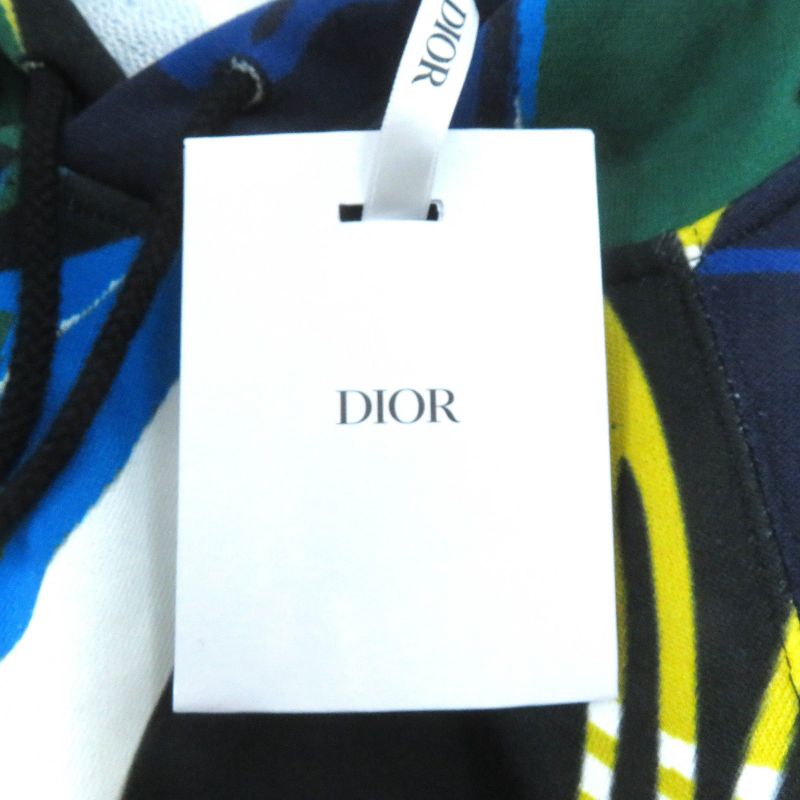 Christian DIOR 213s04a4069 Abstract Colorblock Hoodie 100% Cotton Hem Logo