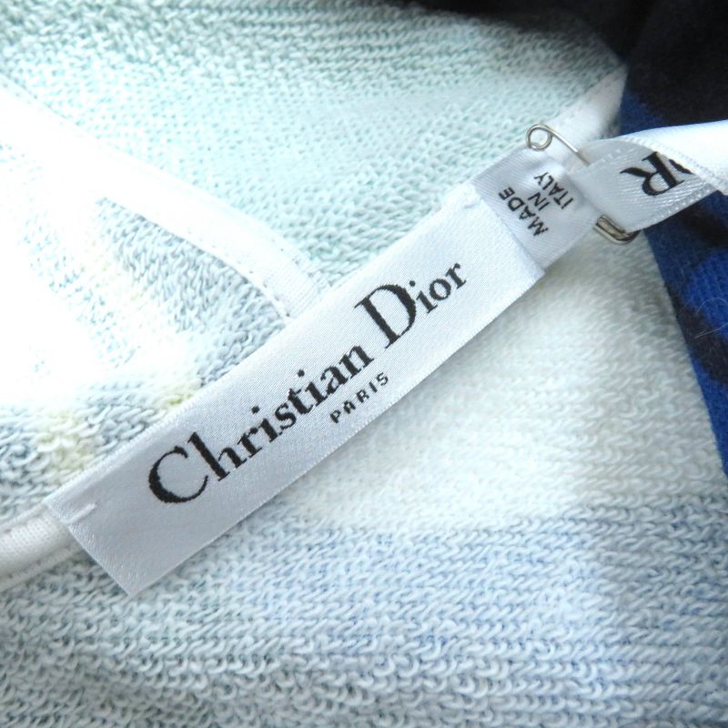 Christian DIOR 213s04a4069 Abstract Colorblock Hoodie 100% Cotton Hem Logo
