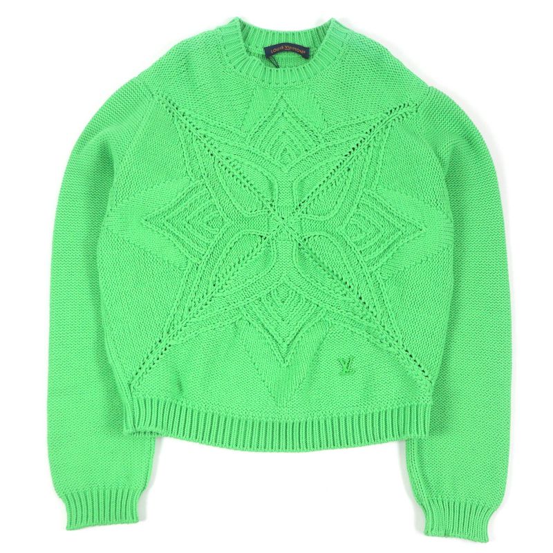 Louis Vuitton 23AW LV Logo Hardware Hand Knit Monogram Cotton Crew Neck