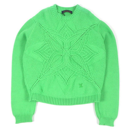 Louis Vuitton 23AW LV Logo Hardware Hand Knit Monogram Cotton Crew Neck