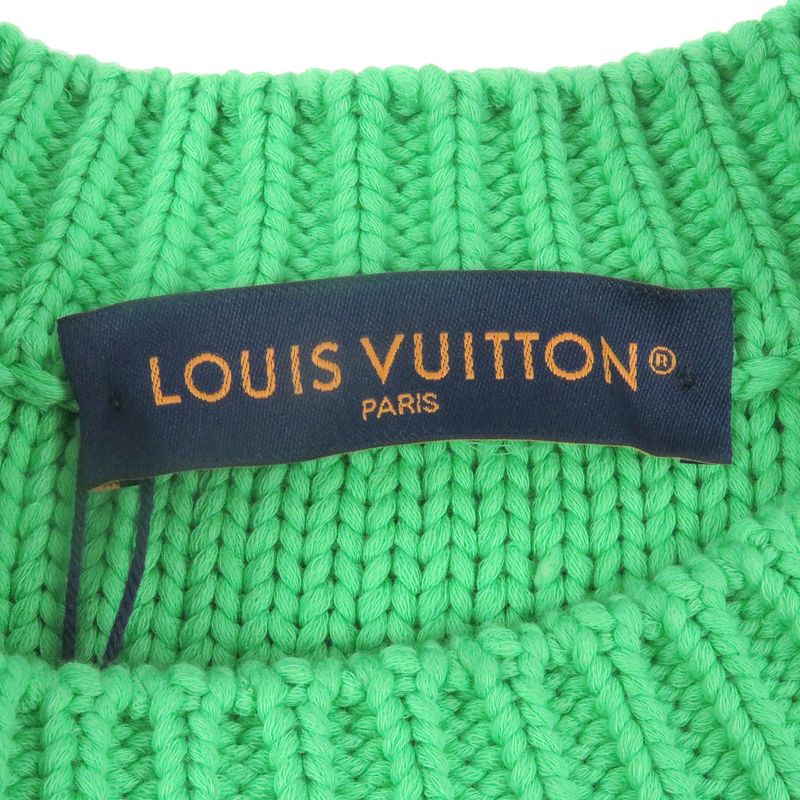 Louis Vuitton 23AW LV Logo Hardware Hand Knit Monogram Cotton Crew Neck
