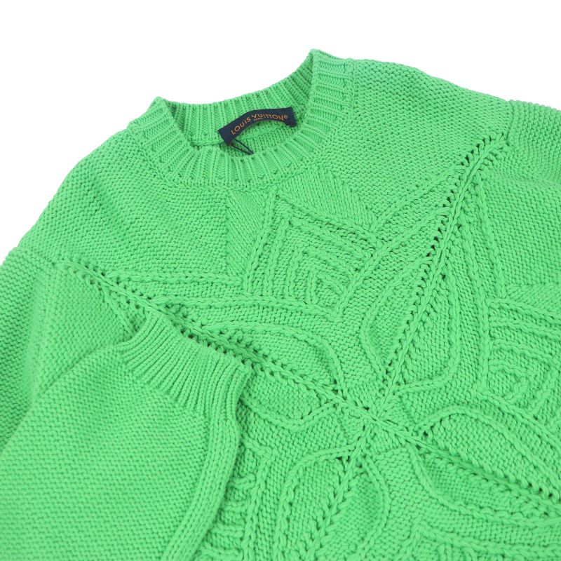 Louis Vuitton 23AW LV Logo Hardware Hand Knit Monogram Cotton Crew Neck