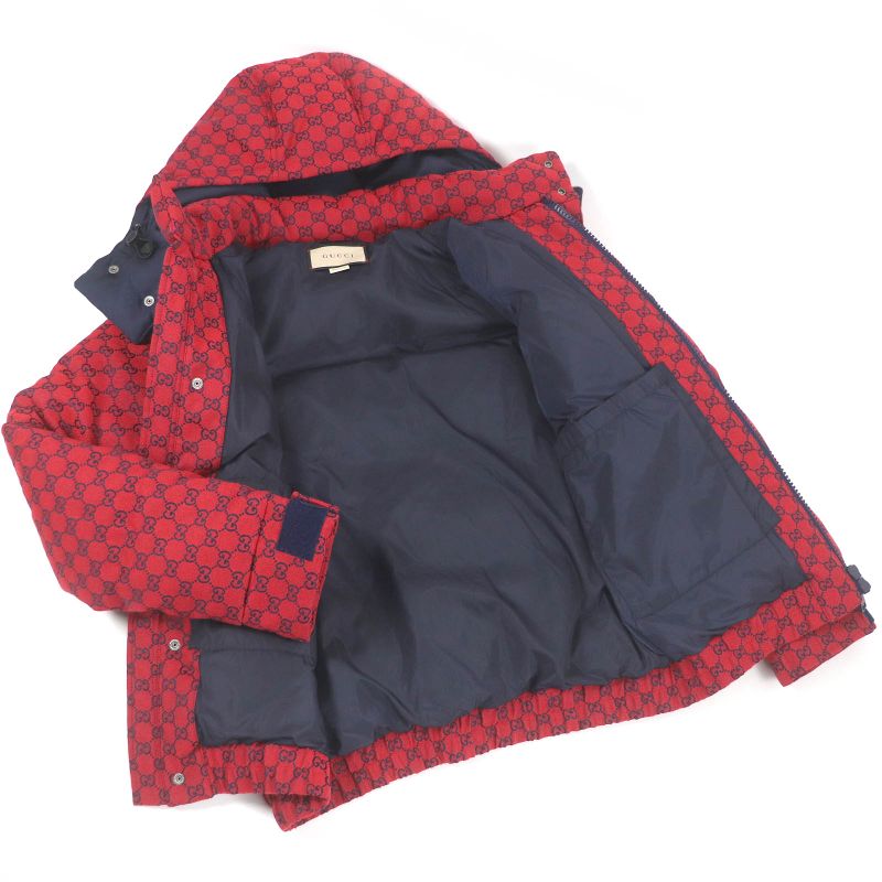 Gucci 23AW 762559 GG Canvas Logo All Over Patterned Hooded Down Jacket Puffy