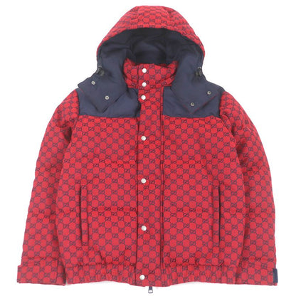 Gucci 23AW 762559 GG Canvas Logo All Over Patterned Hooded Down Jacket Puffy